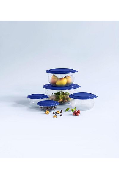 Tupperware Night Blue Crystal Bowl Serving Set of 5 - 275ml, 450ml, 1.1L, 2.1L, 3.5L
