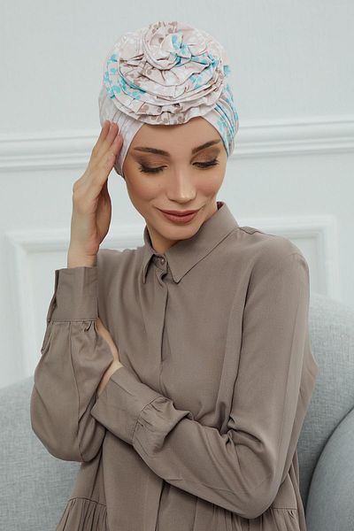 Aisha's Design بونيه من القطن الممشط المزخرف بالورود - B-21yd