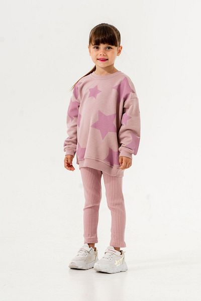 HAUSEkids طقم لباس ضيق للفتيات من عمر 2-5 سنوات من Love Star Colors - مسحوق