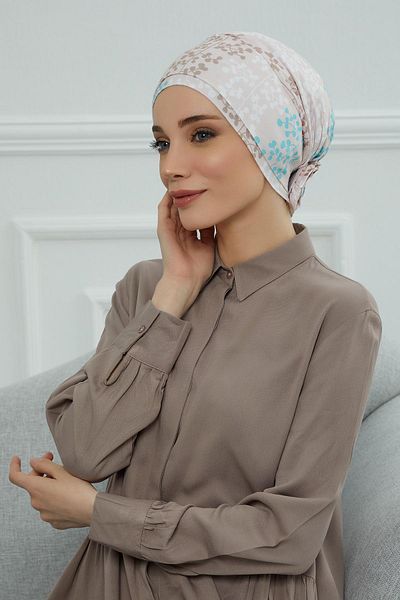 Aisha's Design بونيه قطن ممشط منقوش - موديل B-53yd