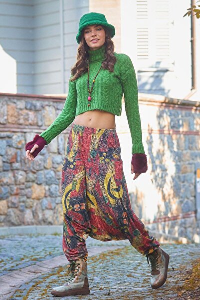 Los banditos Lastikli Bel ve Paça Sarı Desenli Şalvar Pantolon