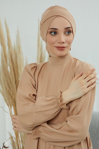 Aisha's Design غطاء رأس من القطن الممشط بحزام - موديل B-31