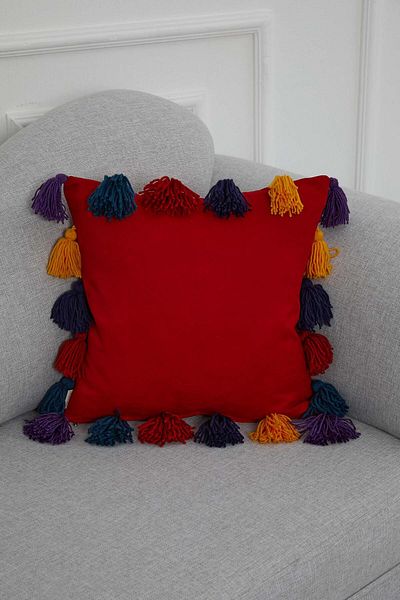 Aisha's Design Colorful Tasseled Throw Pillow Cover - K-280