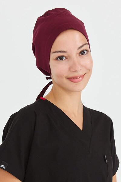 Çatı Medikal Likralı Doktor Hemşire Cerrahi Bone Aşçı Bonesi İş Bandanası, Bordo