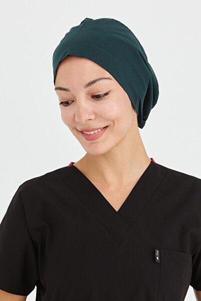 Çatı Medikal Likralı Doktor Hemşire Cerrahi Bone Aşçı Bonesi İş Bandanası, Koyu Yeşil