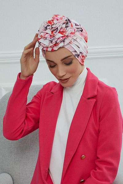 Aisha's Design بونيه من القطن الممشط المزخرف بالورود - B-21yd