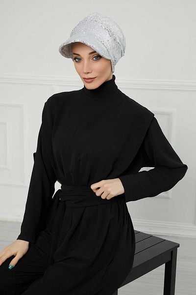 Aisha's Design Sequined Brim Hat - Bonnet,B-73P