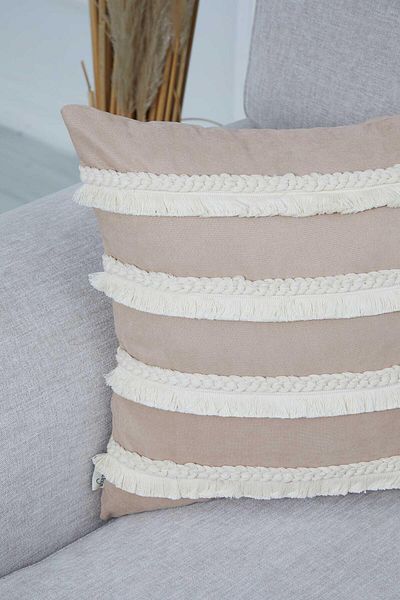Aisha's Design Throw Pillow Cover - Fringed, Model K-286