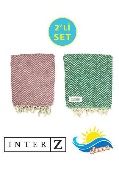 INTER Z Σετ 2 100% βαμβάκι XXL 90x170cm Πετσέτες θαλάσσης - Marmaris