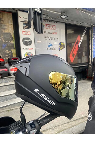 LS2 Rapıd Mat Siyah Kask - GOLD VİZÖR + SPOİLER