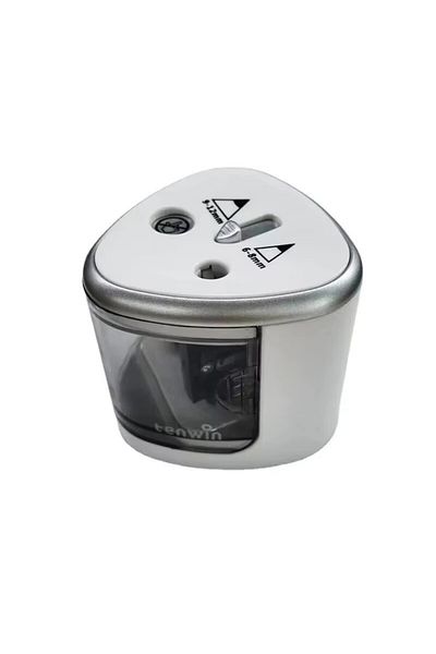 Choice Silver TENWIN 1pc Dual Hole Electric Pencil Sharpener,Pencil Sharpener,Convenient,Fast and Easy to S