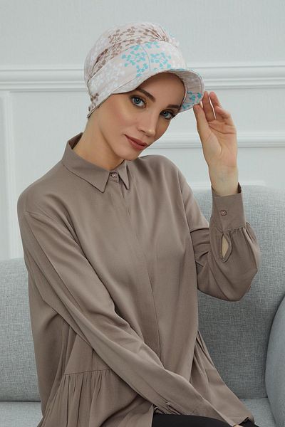 Aisha's Design بونيه قطن ممشط منقوش - مع قبعة، B-30yd