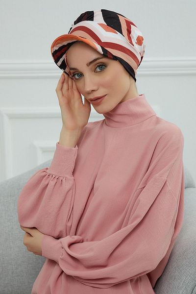 Aisha's Design بونيه قطن ممشط منقوش - مع قبعة، b-30yd
