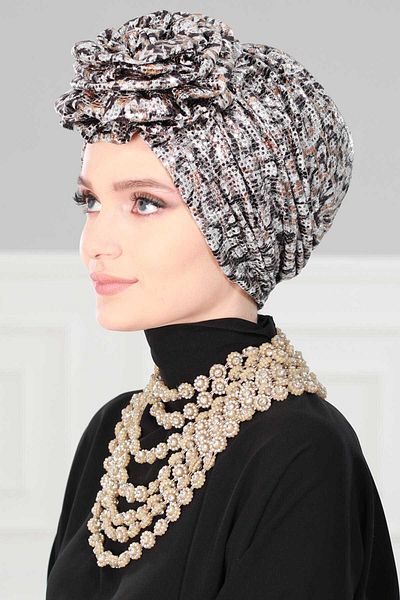 Aisha's Design غطاء رأس مزين بالترتر الوردي - b-21k