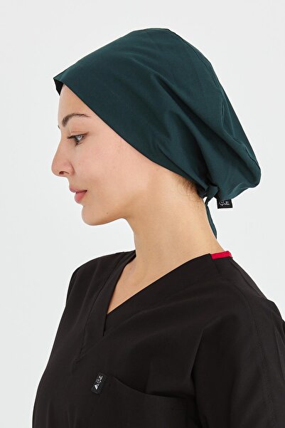 Çatı Medikal Likralı Doktor Hemşire Cerrahi Bone Aşçı Bonesi İş Bandanası, Koyu Yeşil