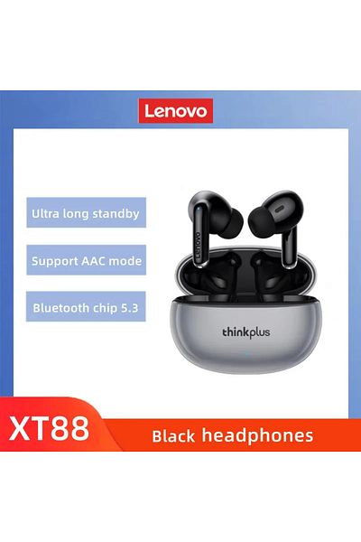 LENOVO black Original XT88 Wireless Bluetooth Earbuds Hifi Music Earphone With Microphone Headphone