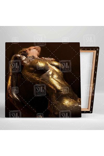 SML TABLO Χρυσό Glitter Μοντέλο Nude Model Gold Twinkle Διακόσμηση Τετράγωνος Πίνακας ζωγραφικής σε καμβά