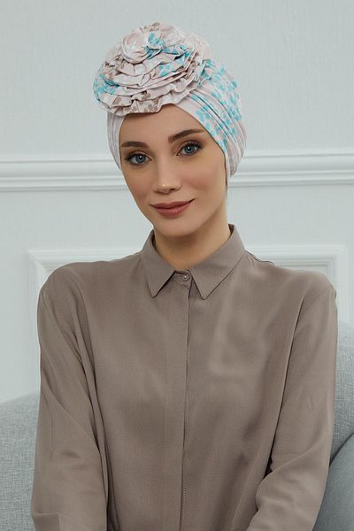 Aisha's Design بونيه من القطن الممشط المزخرف بالورود - B-21yd