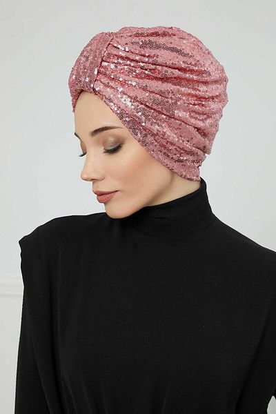 Aisha's Design غطاء رأس مزين بالترتر - تفاصيل الحزام الأمامي، b-68p