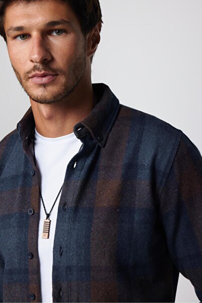 Tudors Ανδρικό πουκάμισο ξυλοκόπο με καρό γιακά με λεπτή εφαρμογή