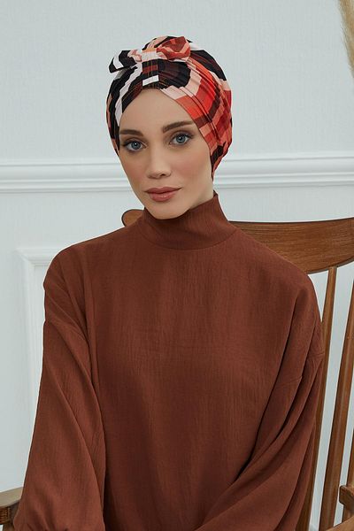 Aisha's Design نموذج B-7yd بونيه منقوش بفيونكة أمامية
