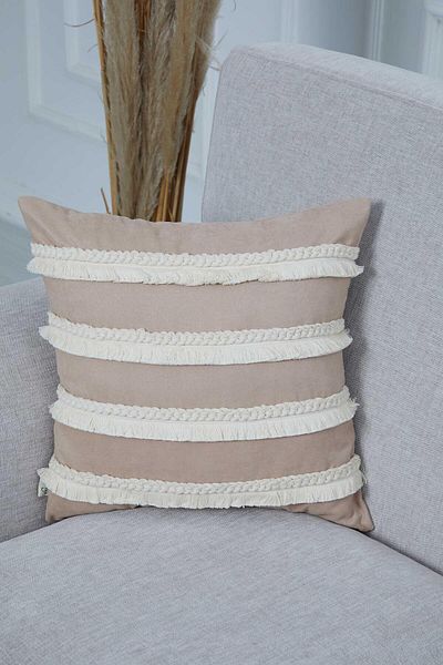 Aisha's Design Throw Pillow Cover - Fringed, Model K-286