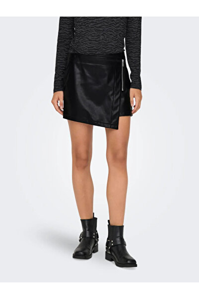 ONLY NLCOLLIE HW FAUX LEATHER SKORT PNT Only Suni Deri Şort Etek