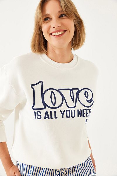 Bianco Lucci Locker sitzendes Damen-Sweatshirt mit Rundhalsausschnitt MBHS022 60601022
