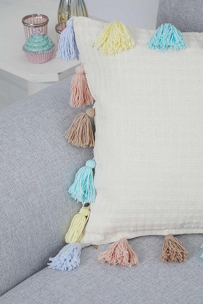 Aisha's Design Colorful Tasseled Throw Pillow Cover,K-284