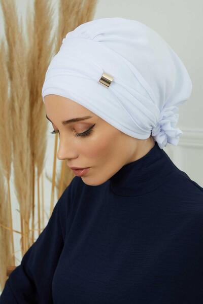 Aisha's Design Chiffon Ready-Made Turban with Accessories,Ht-95S,Ht-95S,White