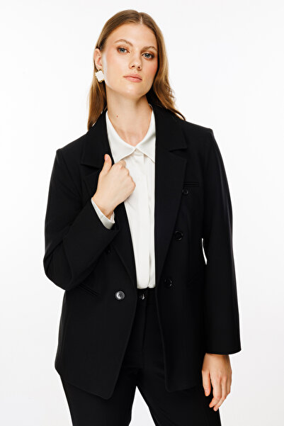 Ekol Çizgi Cepli Düğme Detaylı Ceket