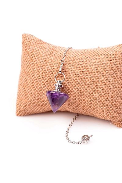 Taş Sandığı Amethyst Stone Pandula - Spinning Top Shaped