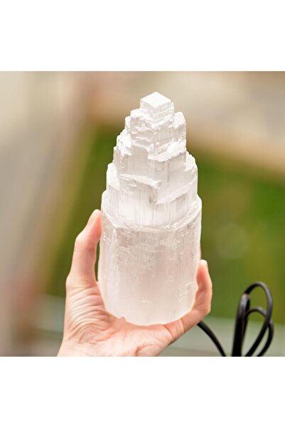 Taş Sandığı Selenit Taşı Lamba - Gece Lambası