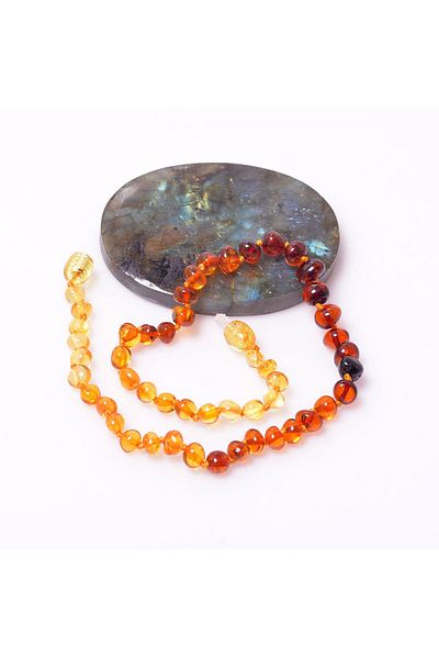Taş Sandığı Filtered Color Baby Necklace with Drop Amber