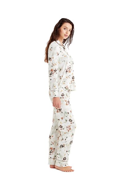 Blackspade Kadın Uzun Kol Bej Viskoz Pijama Takım C9T1N6O15
