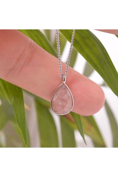 Taş Sandığı Strawberry Quartz Stone Drop Necklace - Small Size