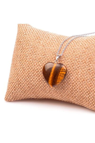 Taş Sandığı Tiger Eye Stone Heart Necklace