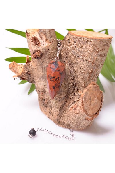 Taş Sandığı Facet Cut Obsidian Stone Pandula - Pendulum, Mahogany Obsidian