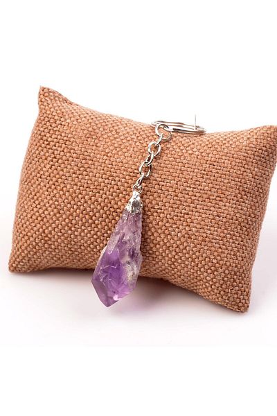 Taş Sandığı Raw Amethyst Stone Keychain - Unprocessed Natural Stone
