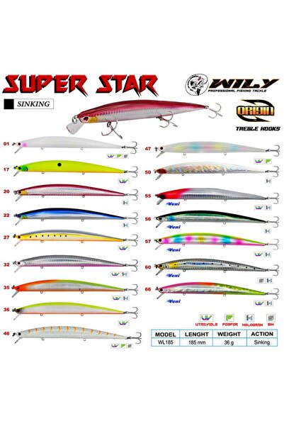 Wily Super Star 185mm 36gr Maket Balık (SİNKİNG) Cl:35