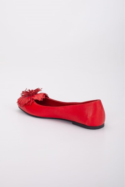 VİNİCCİ AYAKKABI HAKİKİ DERİ ÇİÇEKLİ KIRMIZI BABET