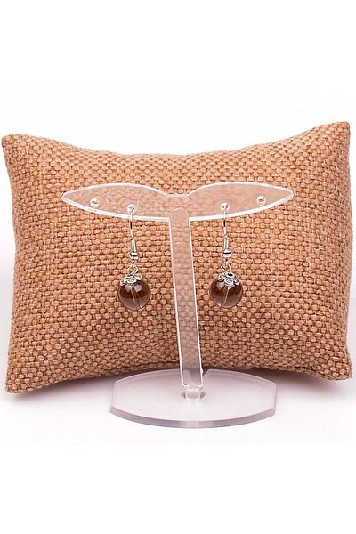 Taş Sandığı Smoky Quartz Stone Earrings