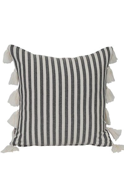 Aisha's Design Soft Textured Tasseled Striped Throw Pillow Cover - K-132