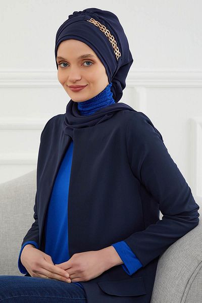 Aisha's Design Chiffon Ready Turban - With Gold Accessories, Design, ht-28, ht-28