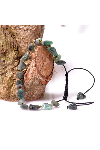 Taş Sandığı Emerald Stone String Bracelet - Adjustable
