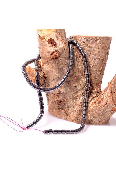 Taş Sandığı Short Cylinder Hematite Stone String - 3.5*4 mm