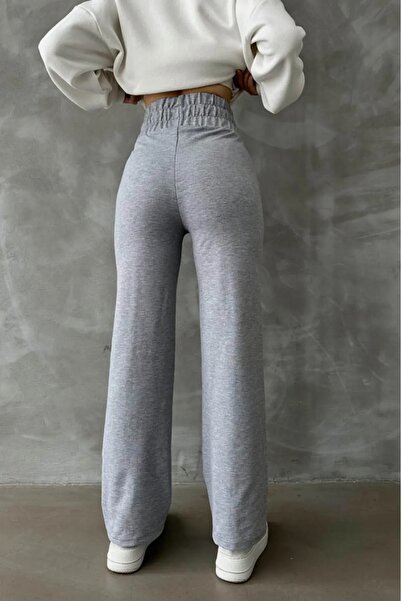 Kültür Boutique Kadın Bej Yüksek Bel Toparlayıcı Bol Paça Eşofman Altı