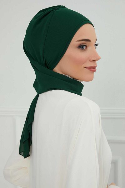Aisha's Design عمامة شيفون مع إكسسوارات فضية - كشكشة جانبية، HT-106، HT-106