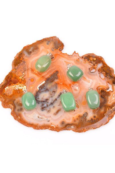 Taş Sandığı Aventurine Stone Necklace Cube Shaped