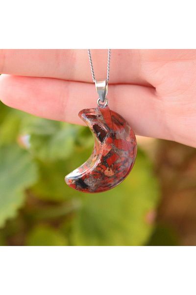 Taş Sandığı Jasper Stone - Moon Shaped Necklace Design